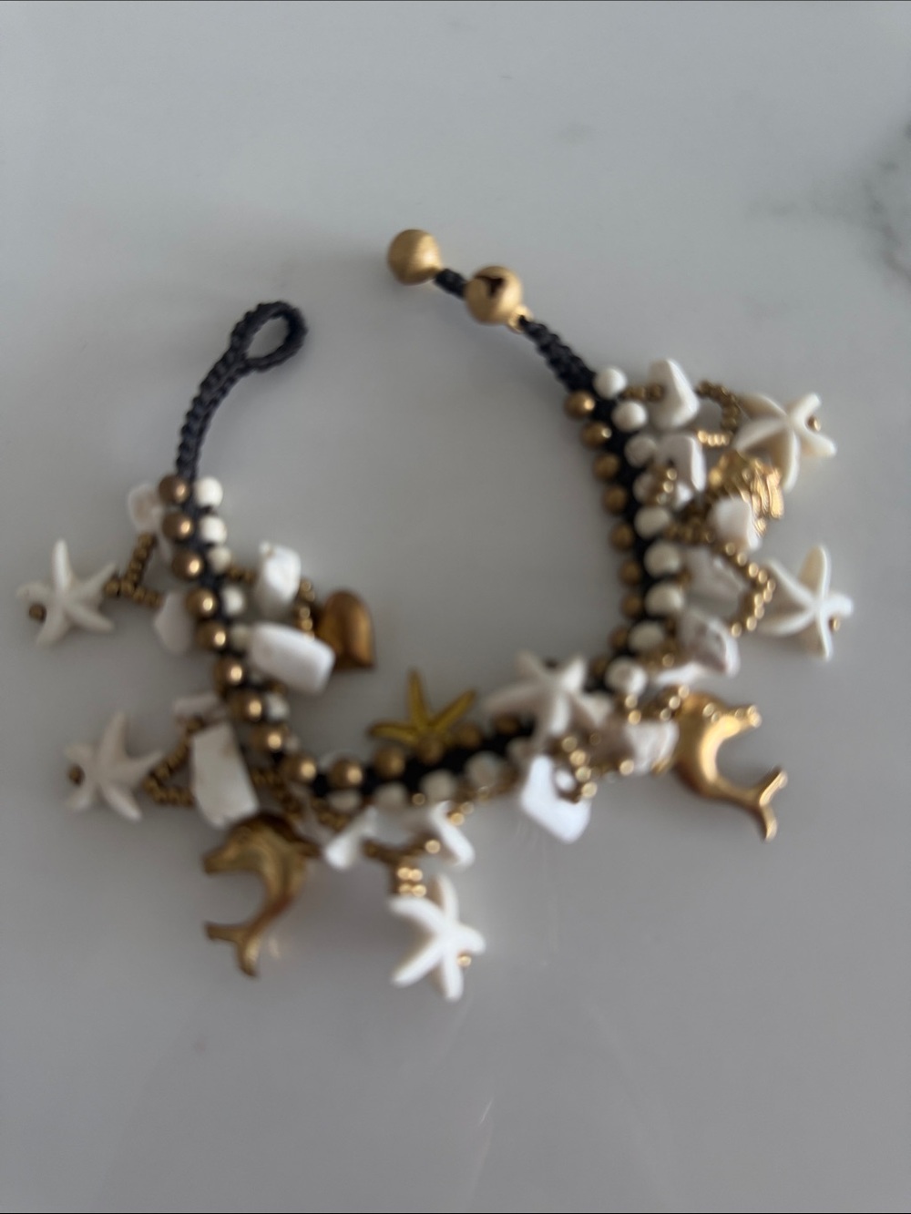 Seaside Charm Gold & White Starfish Bracelet